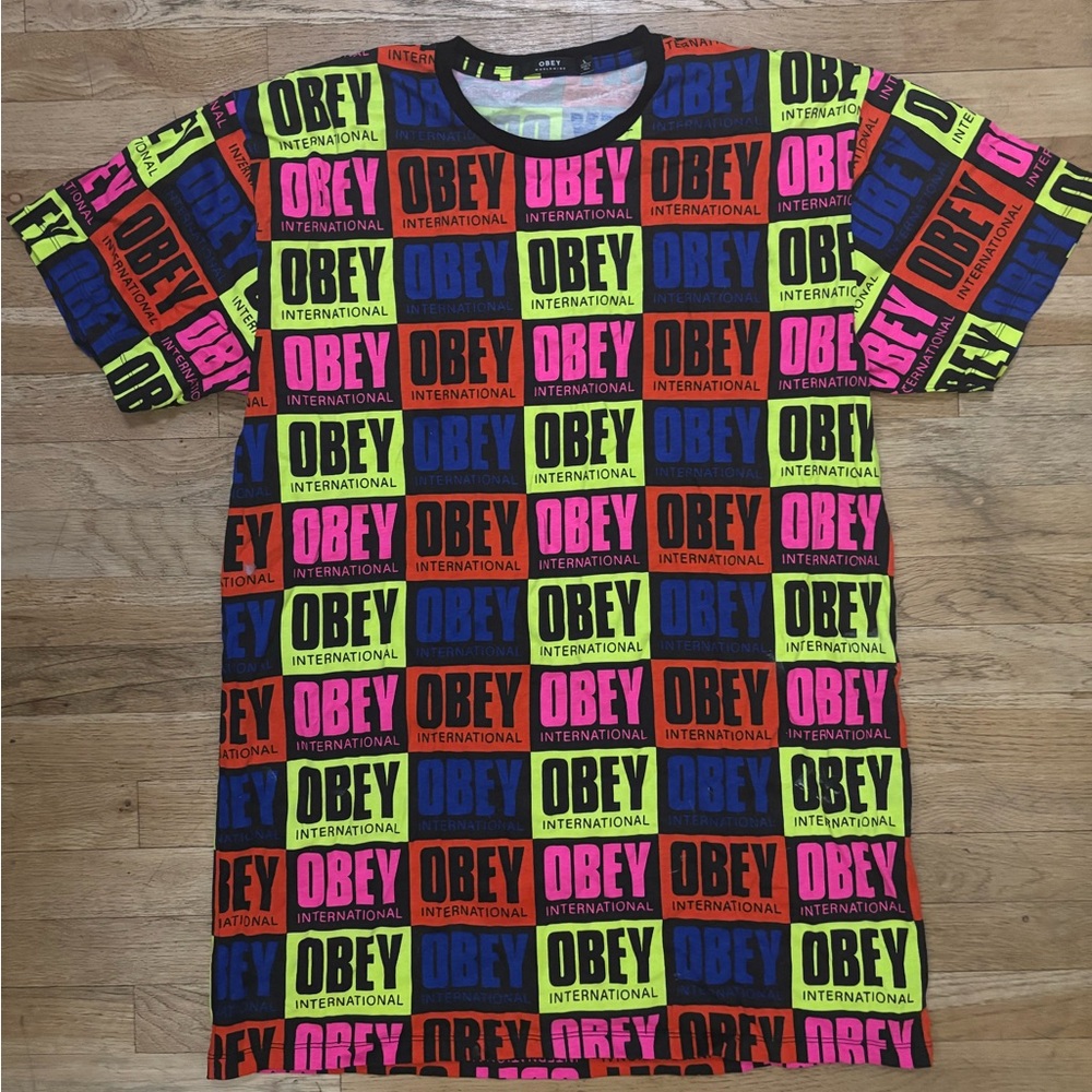 Obey Neon Printed Logo T-shirt